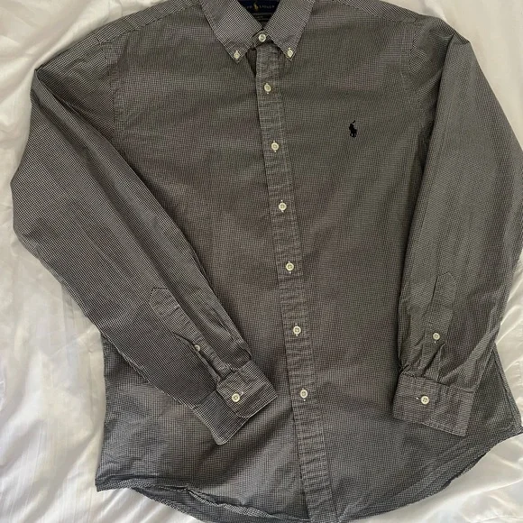 Polo Ralph Lauren button shit slim fit Gingham Stretch Poplin Shirt - Picture 9 of 11